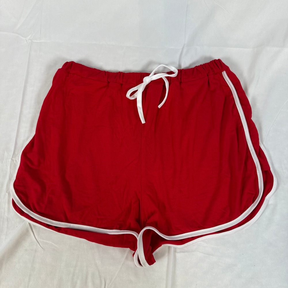 PrettyLittleThing Red Active Shorts White Contrast Piping Athletic Womens Size 8